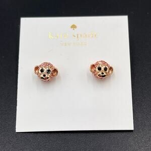 Kate Spade New York Pink Pave Monkey Stud Ramblin Roses Earrings New